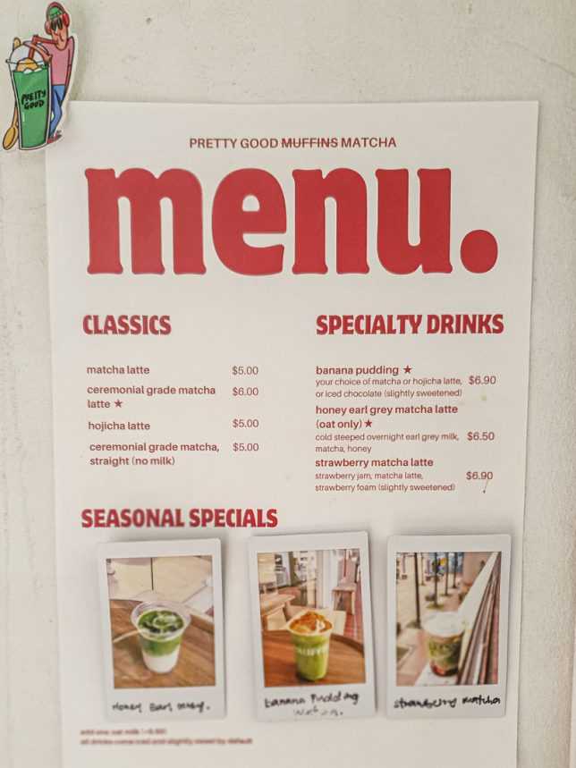 Pretty Good Muffins Menu