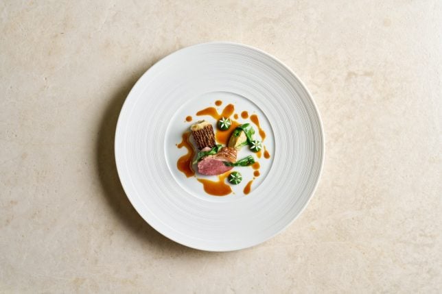Aged Kinross Station lamb saddle, morel mushroom farci, wild garlic, aubergine - Marguerite