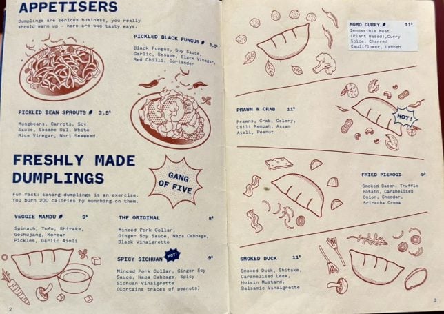 Dumpling Darlings New Bahru menu
