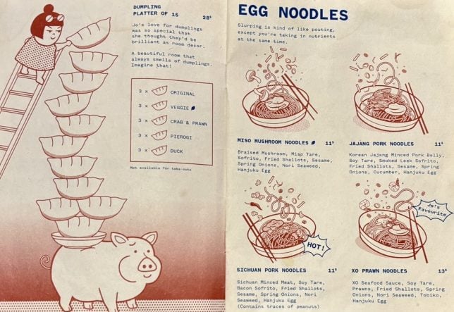 Dumpling Darlings New Bahru menu
