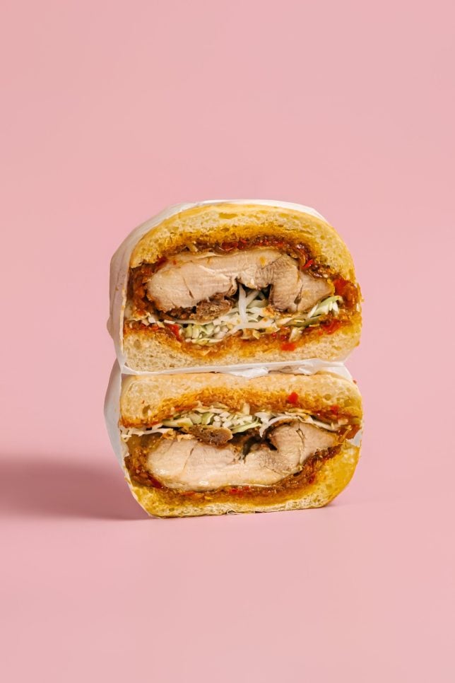 Smashed Fried Chicken with Sambal Sandwich