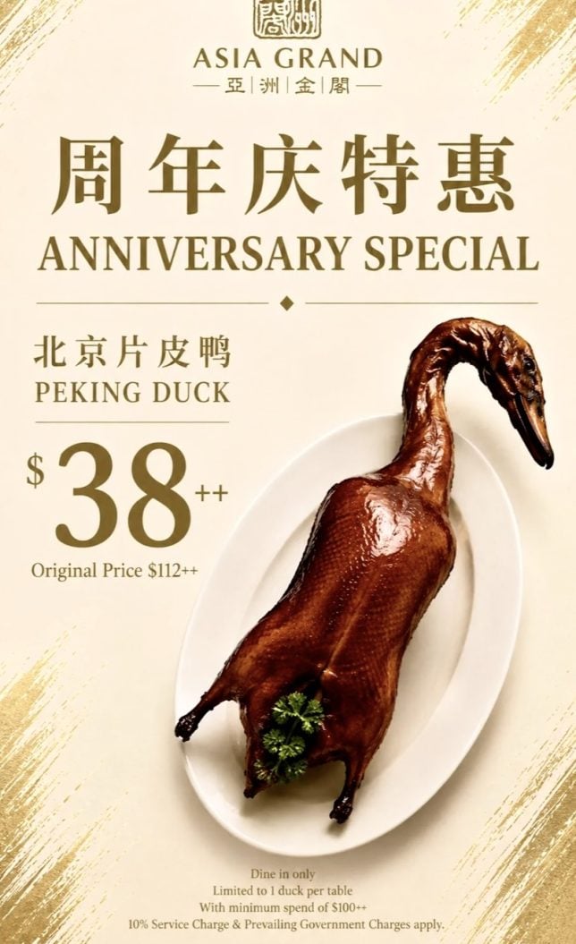 Asia Grand Raffles City Peking Duck Special menu