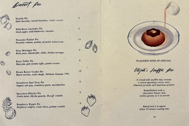 Elijah Pies Joo Chiat menu