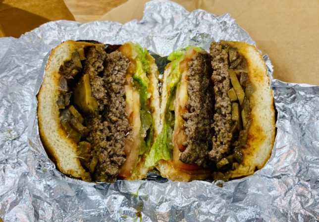 Five Guys Ion Orchard hamburger