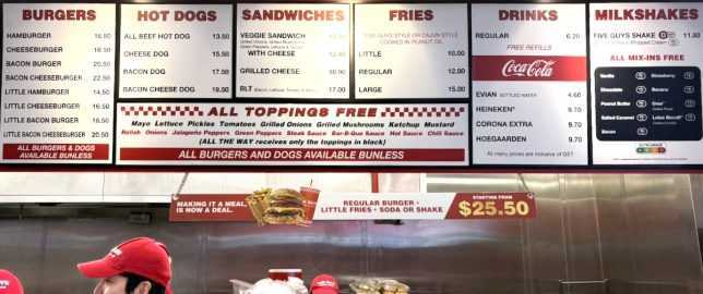 Five Guys Menu Board