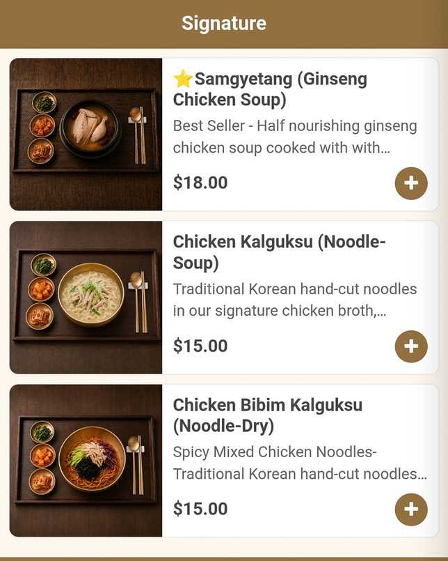 Kimpson’s Table's Menu