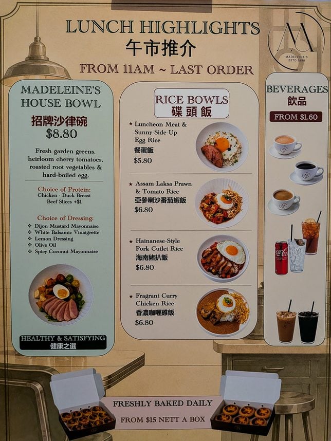 Madeleine's Menu