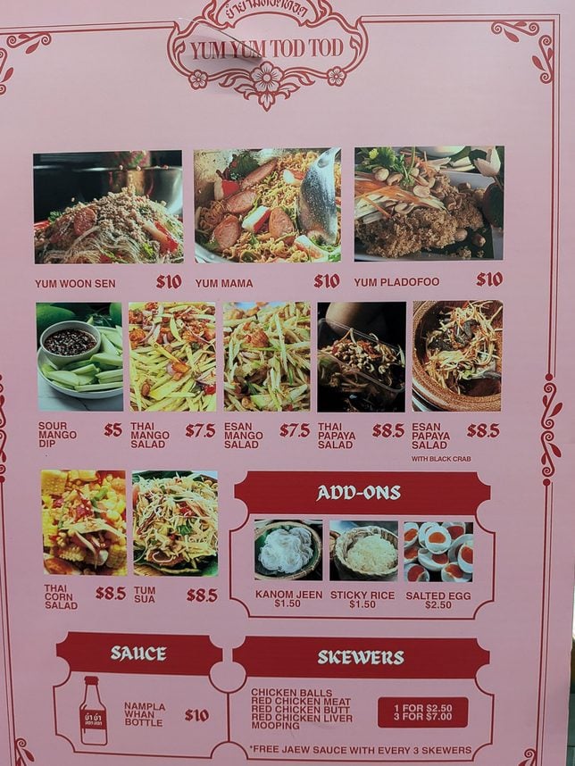 Yum Yum Tod Tod Menu
