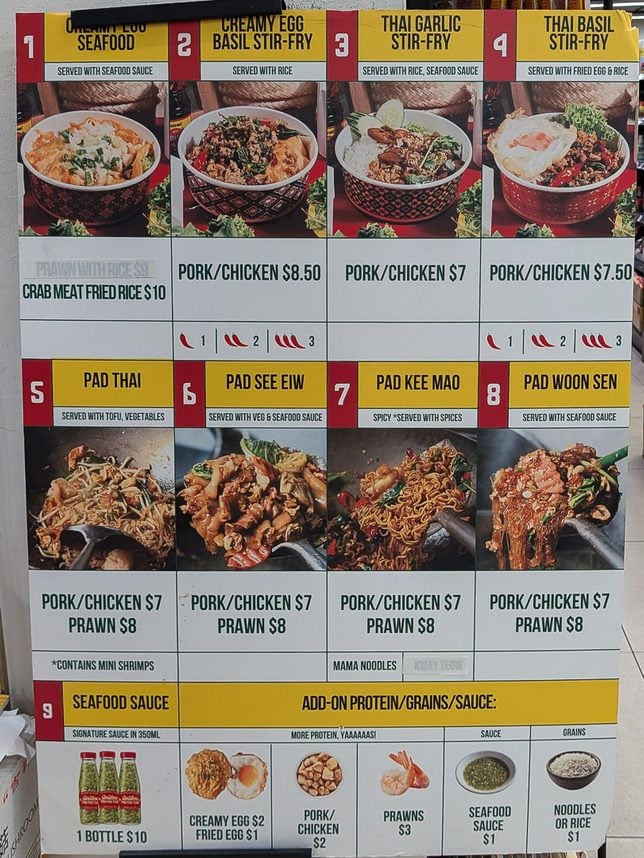 Menu of Pad Pad Thai at Aperia Mall