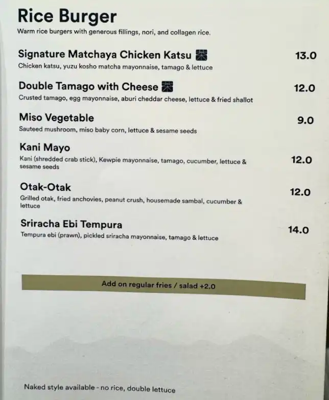Matchaya Tiong Bahru Menu