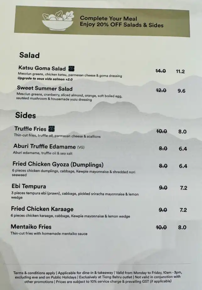 Menu of Matchaya Tiong Bahru
