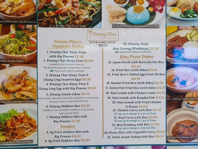Penang Place Menu